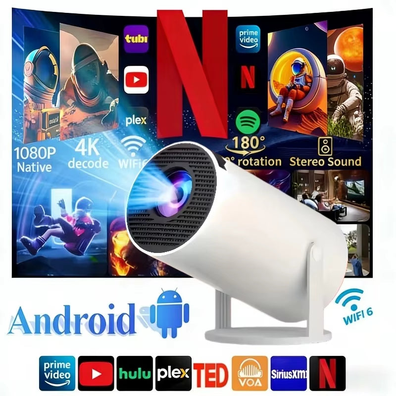 New Projector HY300 4K Android 11 Wifi6 290ANSI Allwinner H713 BT5.0 1080P 1280*720P Cinema Outdoor Portable Projetors